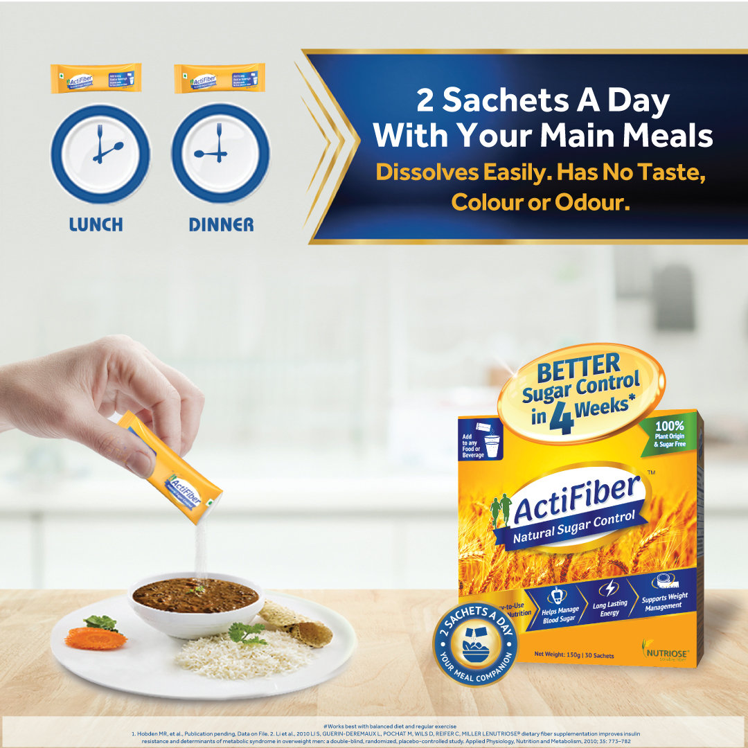 Actifiber Natural Sugar Control, 150 gm (30 Sachets x 5 gm), Pack of 1 Actifiber Natural Sugar Control, 150 gm (30 Sachets x 5 gm), Pack of 1