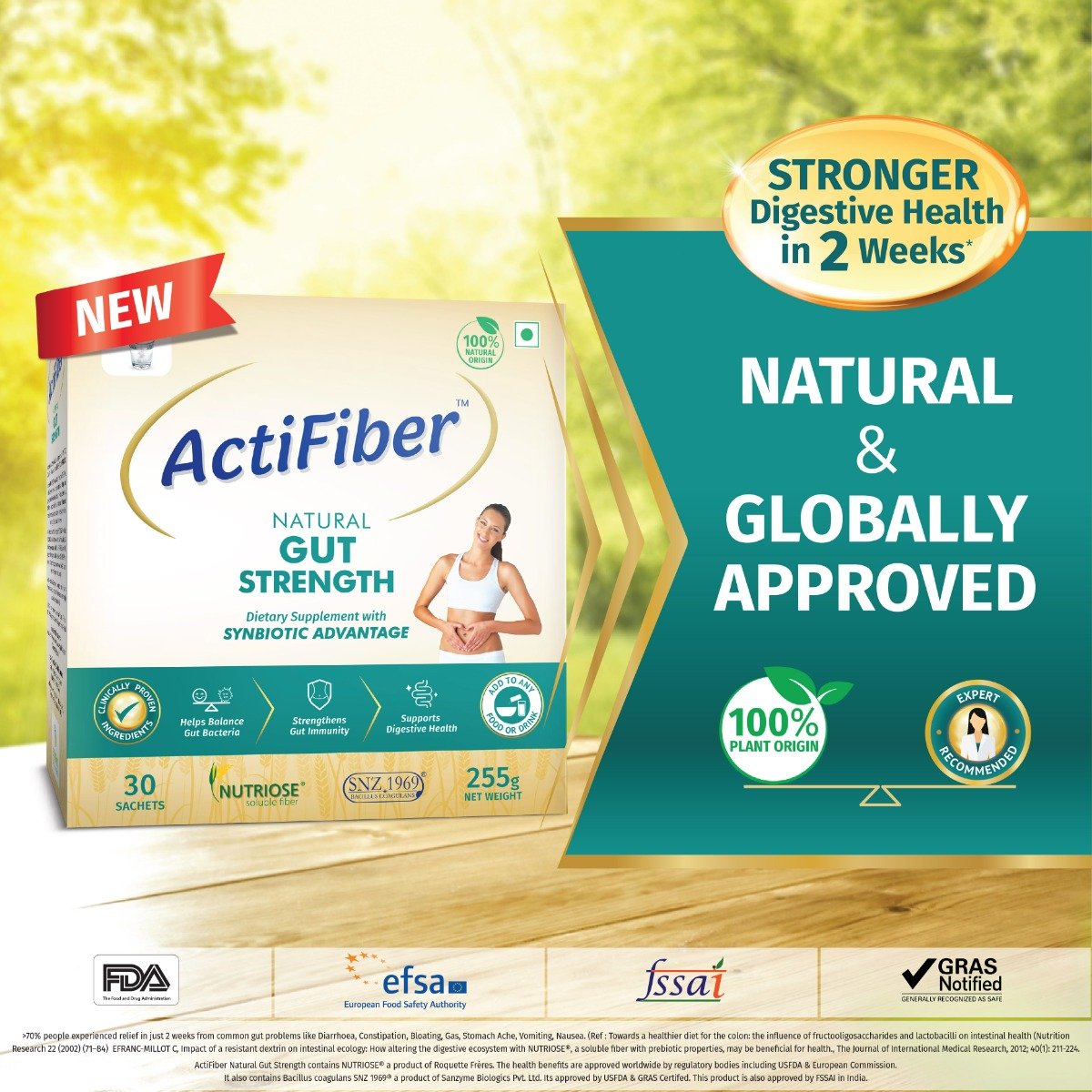 ActiFiber Natural Gut Strength, 255 gm (30 Sachets x 8.5 gm), Pack of 1 ActiFiber Natural Gut Strength, 255 gm (30 Sachets x 8.5 gm), Pack of 1