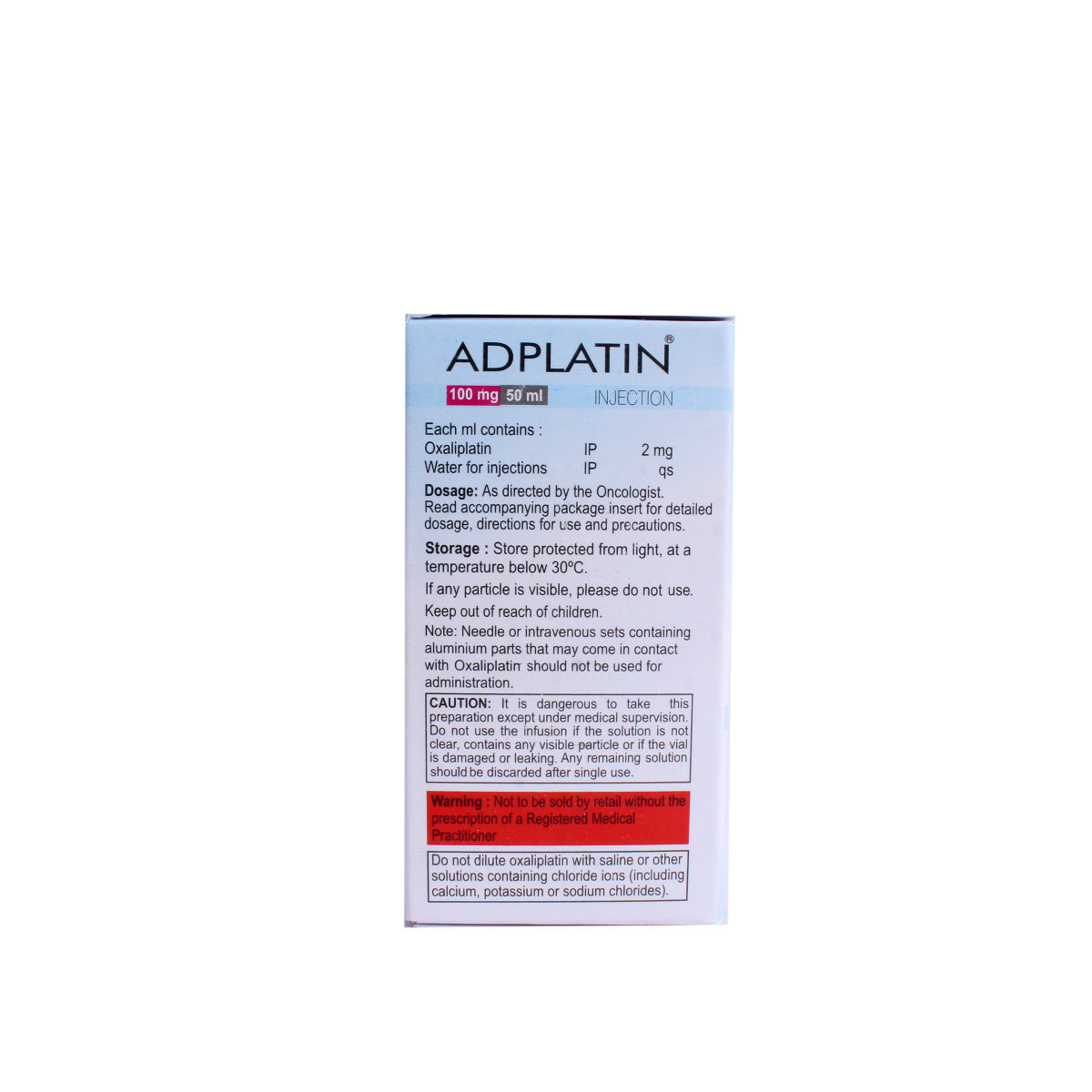 Adplatin Inj - 100Mg/50Ml, Pack of 1 Injection Adplatin Inj - 100Mg/50Ml, Pack of 1 Injection