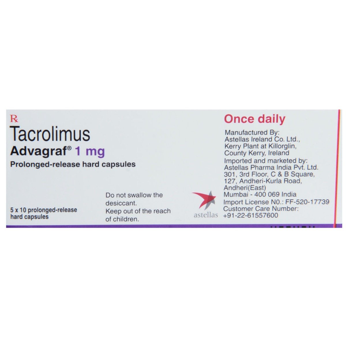 Advagraf 1mg Capsule 10's, Pack of 10 CAPSULES Advagraf 1mg Capsule 10's, Pack of 10 CAPSULES