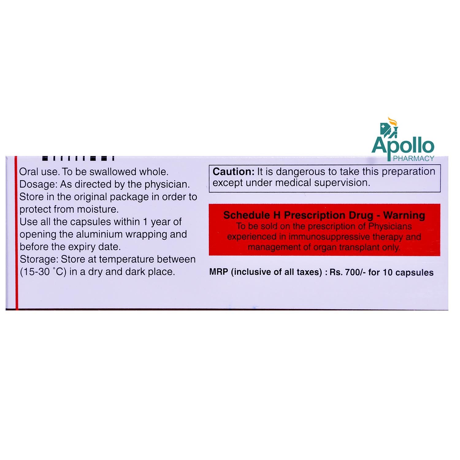 Advagraf 0.5 mg Capsule 10's, Pack of 10 CapsuleS Advagraf 0.5 mg Capsule 10's, Pack of 10 CapsuleS