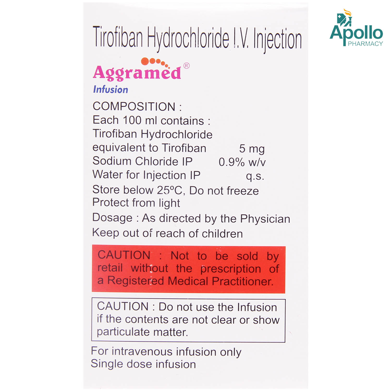 Aggramed 5mg Infusion 100 ml, Pack of 1 Injection Aggramed 5mg Infusion 100 ml, Pack of 1 Injection