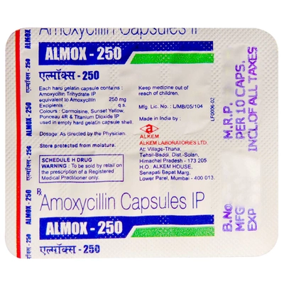 Almox-250 Capsule 10's, Pack of 10 CAPSULES