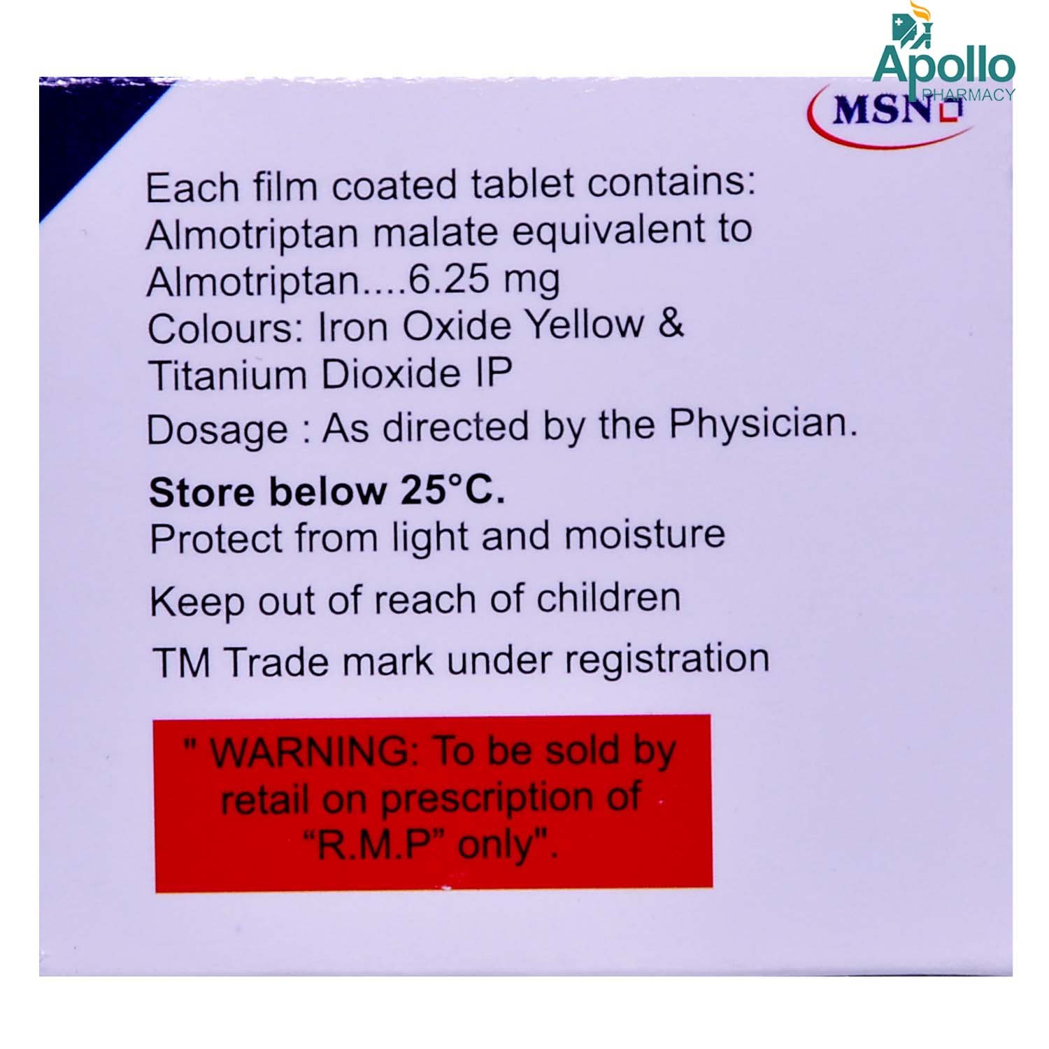 Almotan 6.25 Tablet 4's, Pack of 4 TABLETS Almotan 6.25 Tablet 4's, Pack of 4 TABLETS