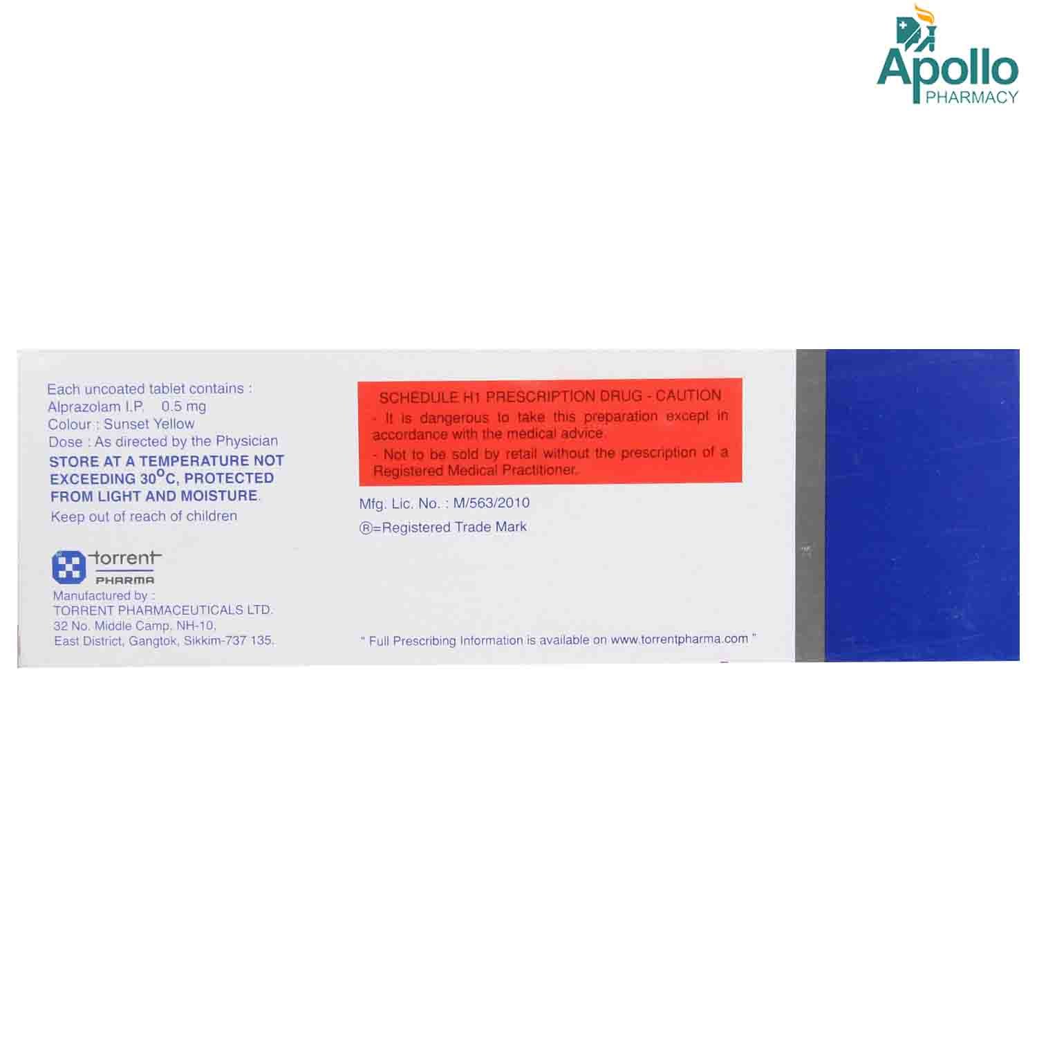 Alprax 0.5 Tablet 15's, Pack of 15 TABLETS Alprax 0.5 Tablet 15's, Pack of 15 TABLETS