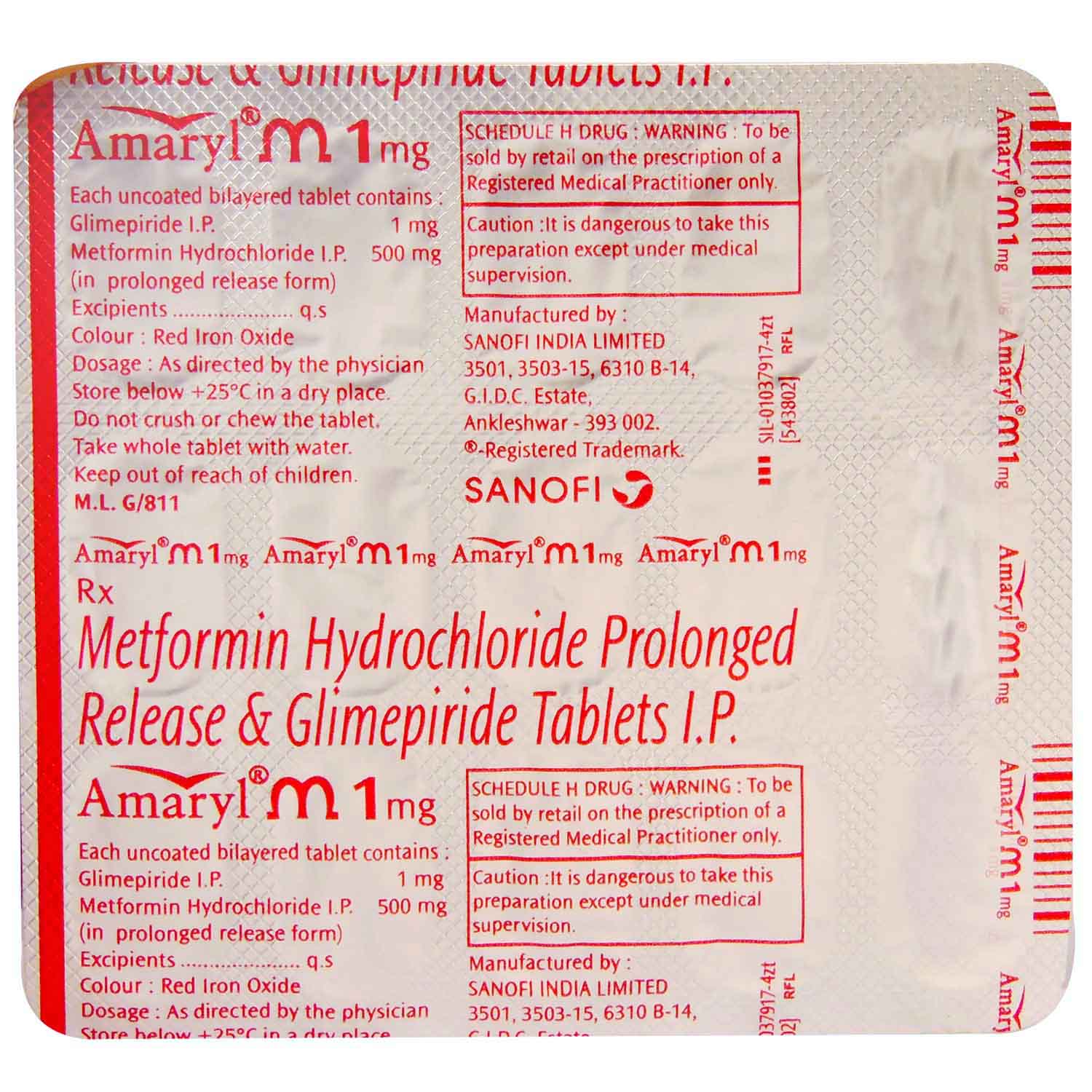 Amaryl M 1 mg Tablet 15's, Pack of 15 TABLETS Amaryl M 1 mg Tablet 15's, Pack of 15 TABLETS