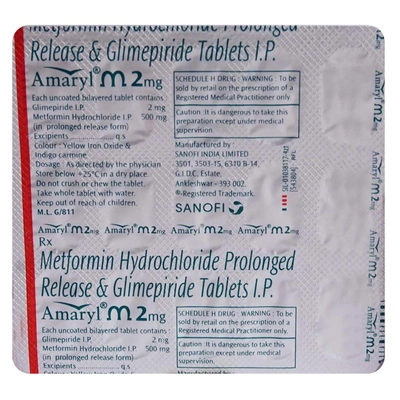 Amaryl M 2 mg Tablet 15's, Pack of 15 TABLETS