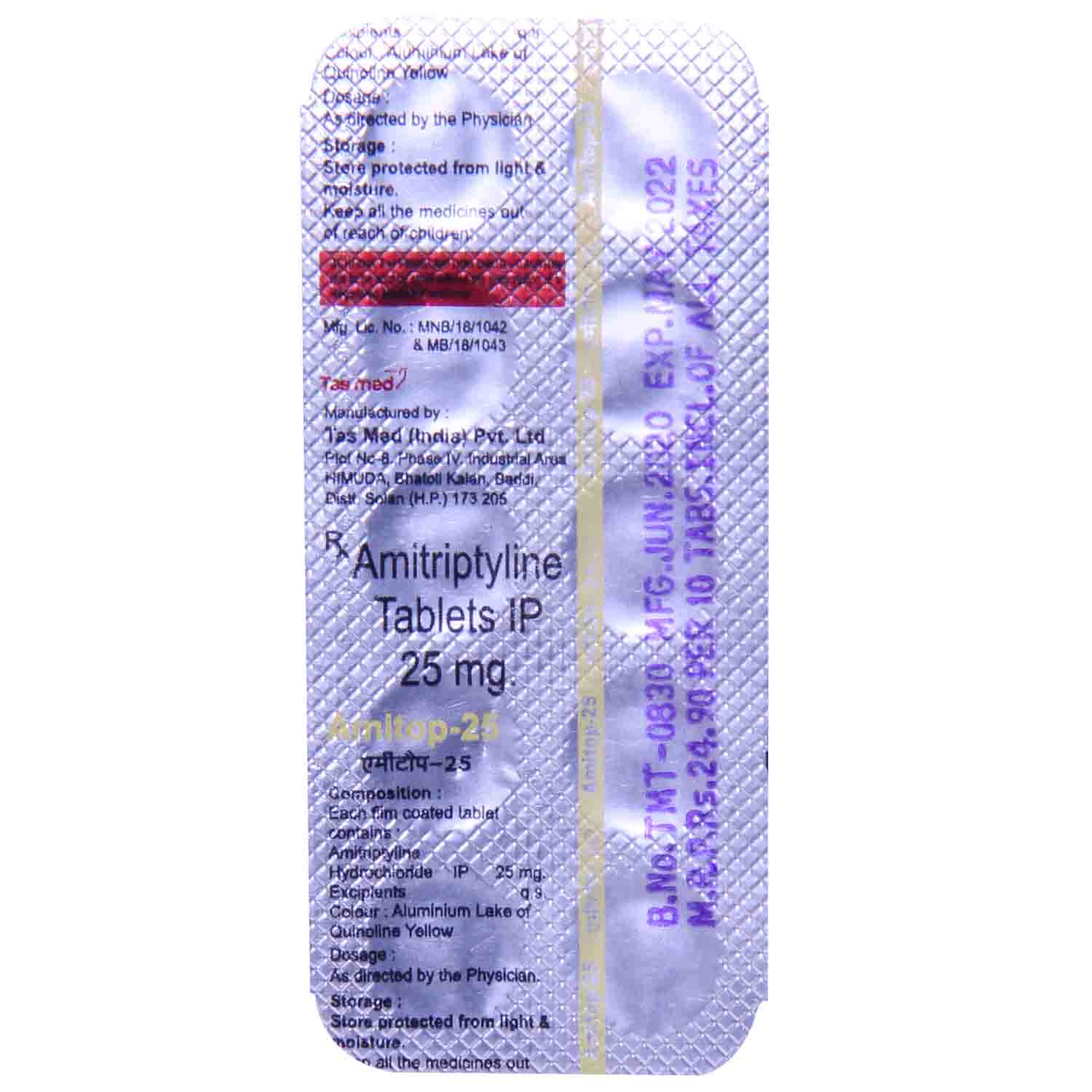 Amitop-25 Tablet 10's, Pack of 10 TABLETS Amitop-25 Tablet 10's, Pack of 10 TABLETS