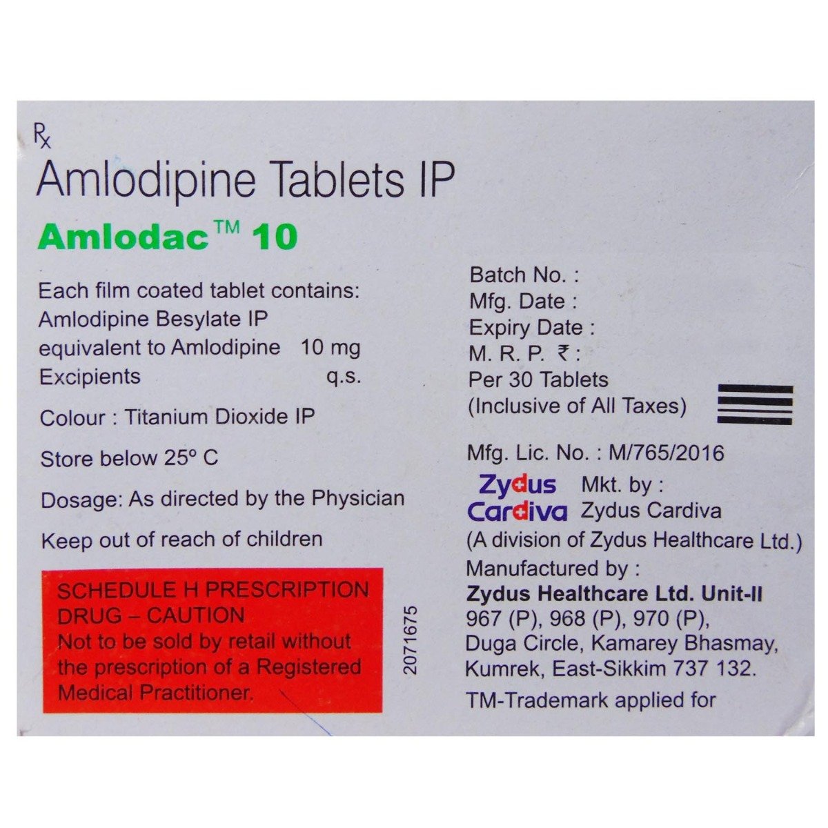 Amlodac 10 Tablet 30's, Pack of 30 TabletS Amlodac 10 Tablet 30's, Pack of 30 TabletS