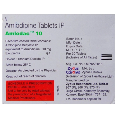 Amlodac 10 Tablet 30's, Pack of 30 TabletS