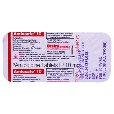 Amlosafe 10 Tablet 10's, Pack of 10 TABLETS