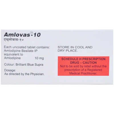 Amlovas 10 Tablet 15's, Pack of 15 TABLETS