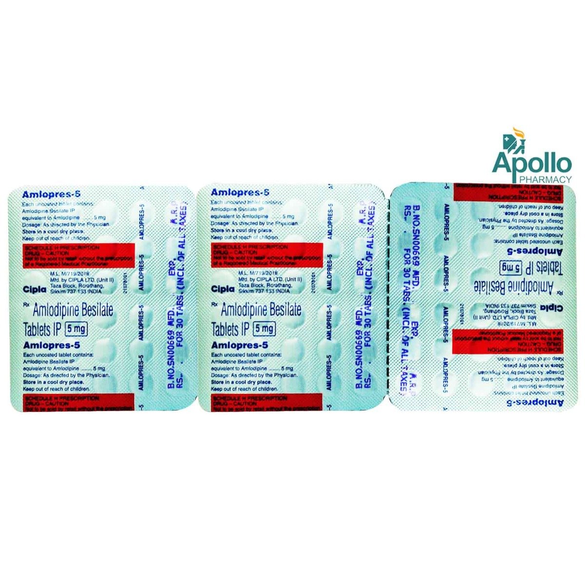 Amlopres-5 Tablet 30's, Pack of 30 TABLETS Amlopres-5 Tablet 30's, Pack of 30 TABLETS