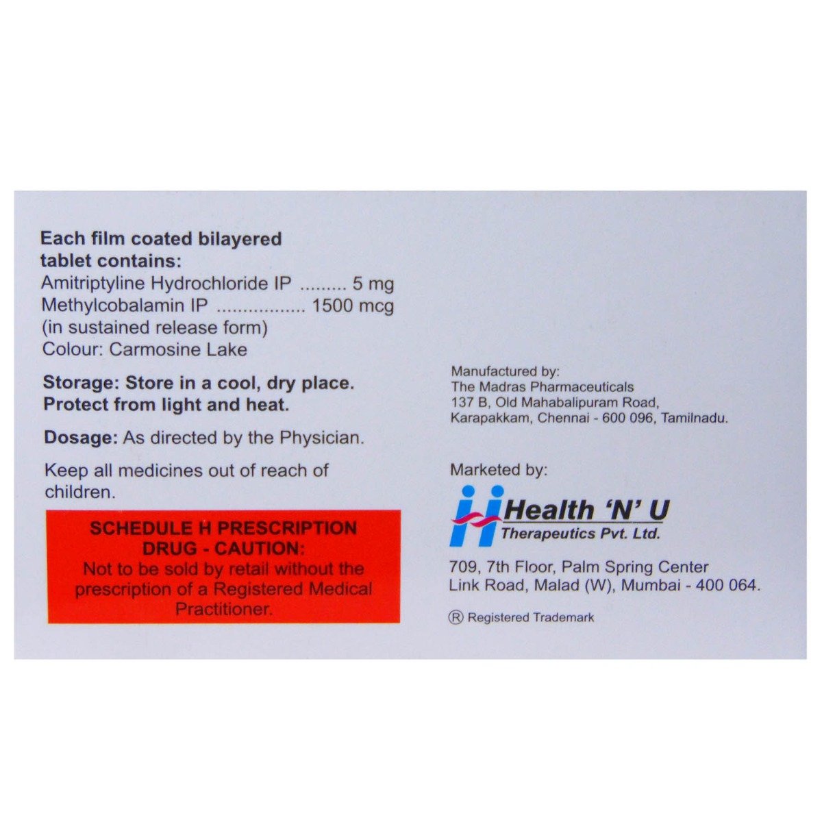 AMNURITE 5MG TABLET 10'S, Pack of 10 TABLETS AMNURITE 5MG TABLET 10'S, Pack of 10 TABLETS