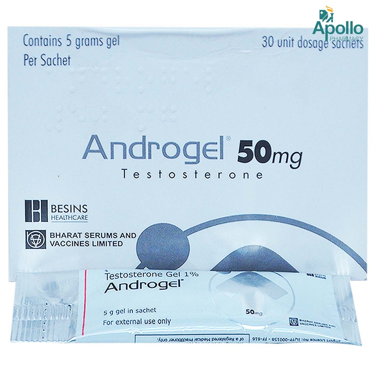 Androgel Testasterone 50 mg Sachet 5 gm, Pack of 1 Androgel Testasterone 50 mg Sachet 5 gm, Pack of 1