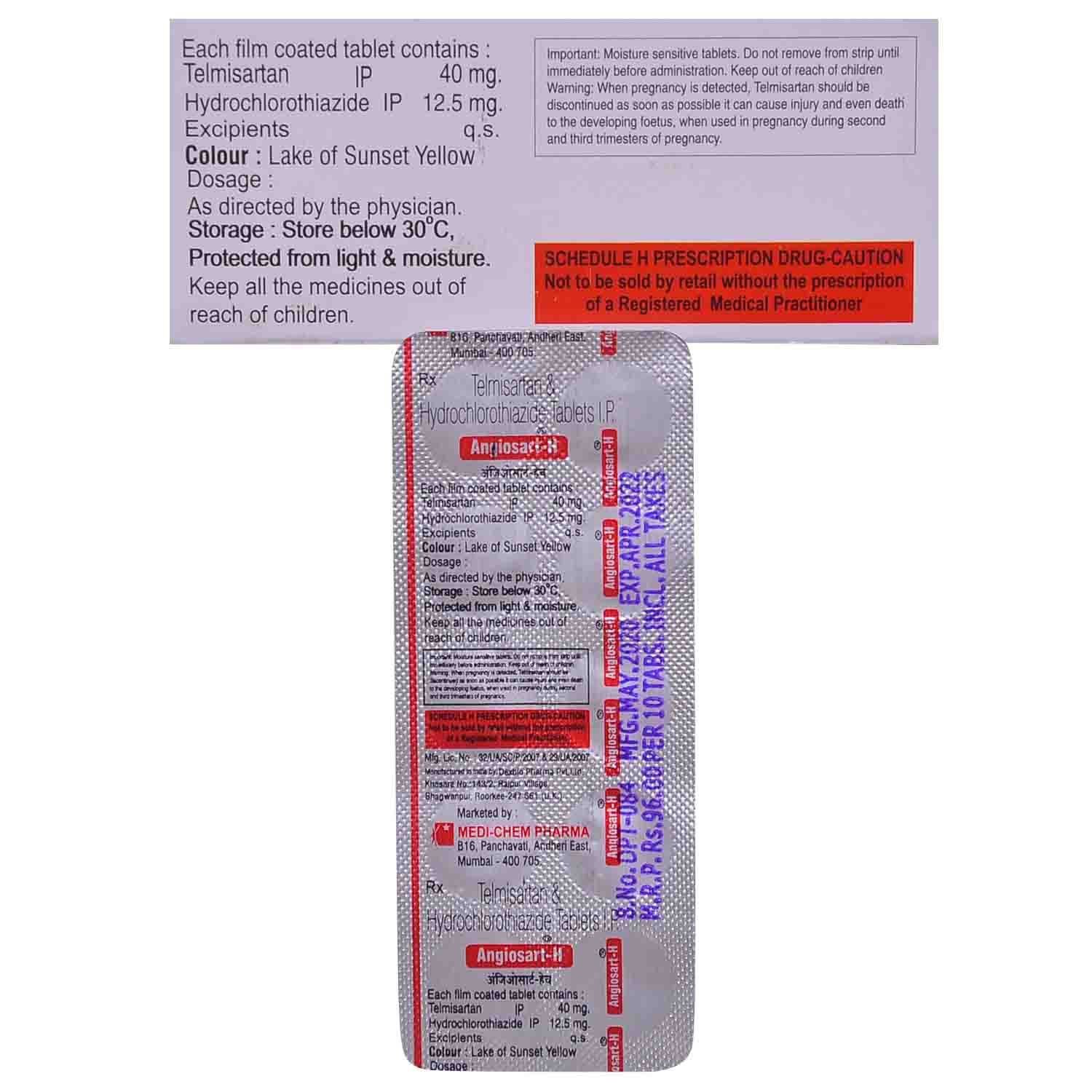 Angiosart-H Tablet 10's, Pack of 10 Angiosart-H Tablet 10's, Pack of 10