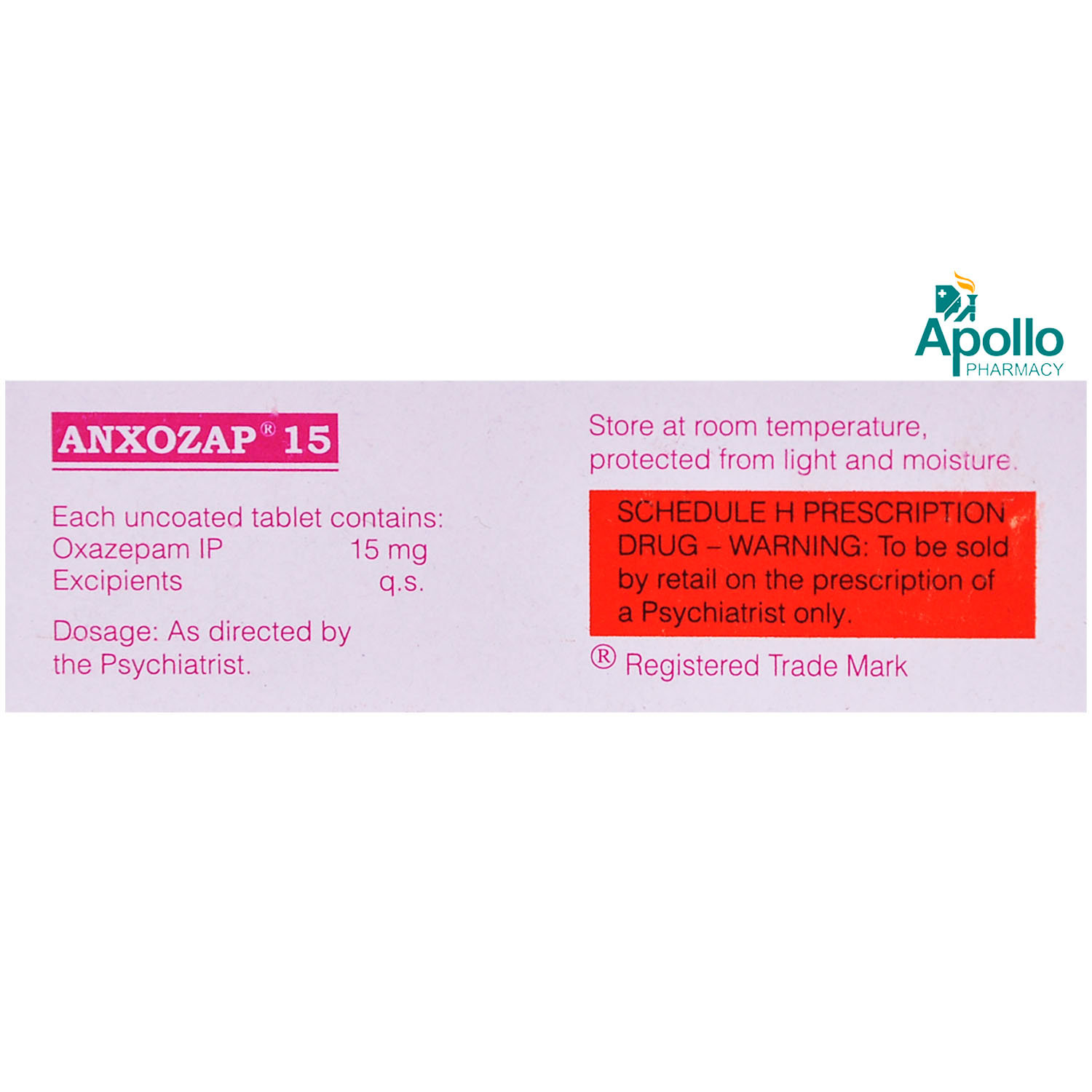 Anxozap 15 Tablet 10's, Pack of 10 TABLETS Anxozap 15 Tablet 10's, Pack of 10 TABLETS
