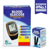 Apollo Pharmacy Blood Glucose Monitoring System APG01 with 25 Test Strips, 1 kit, Pack of 1