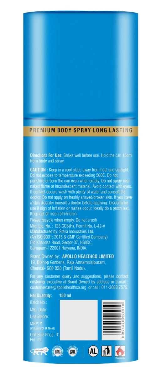 Apollo Pharmacy Deodorant Body Spray No Gas, 150 ml, Pack of 1 Apollo Pharmacy Deodorant Body Spray No Gas, 150 ml, Pack of 1