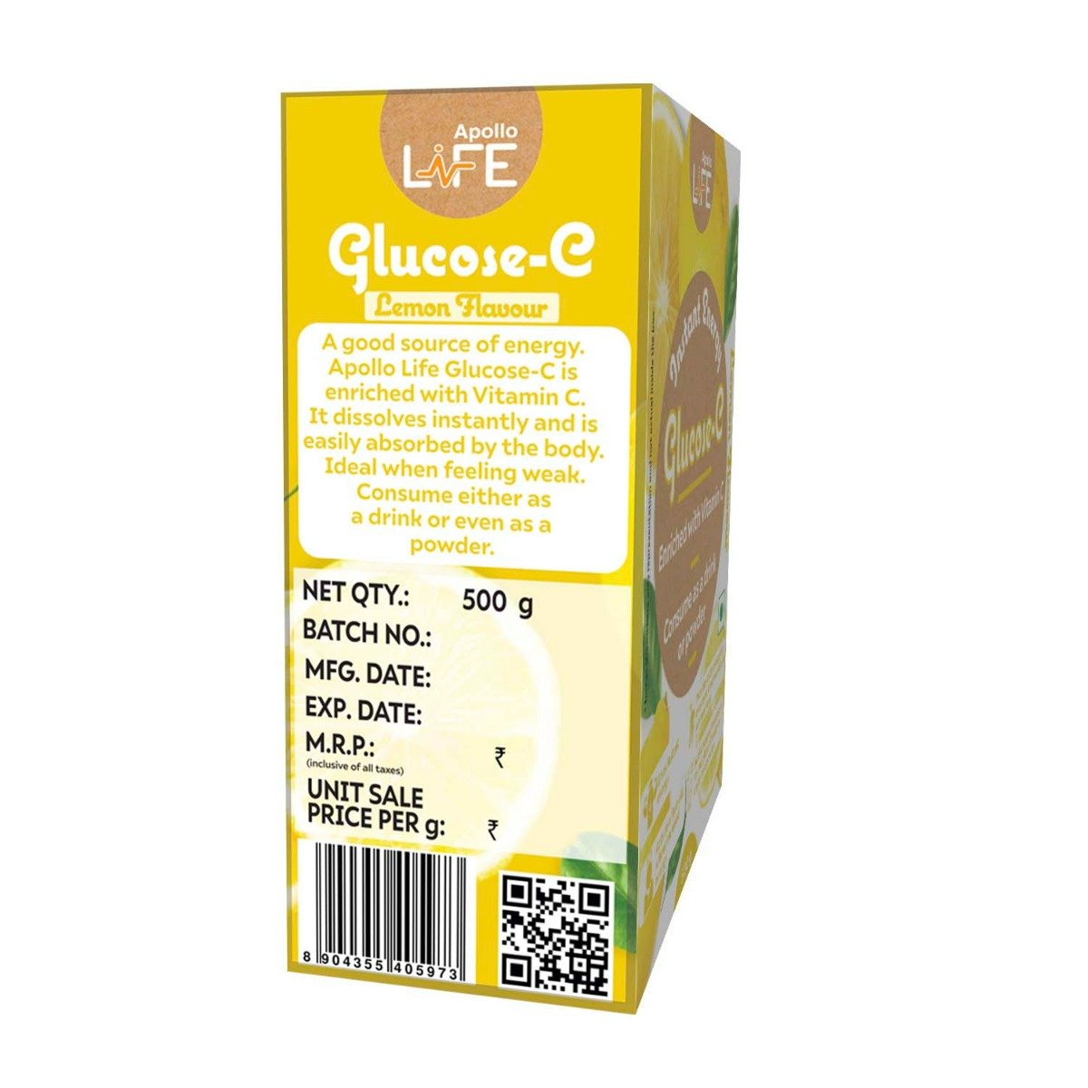 Apollo Life Glucose-C Lemon Flavour Powder, 500 gm, Pack of 1 Apollo Life Glucose-C Lemon Flavour Powder, 500 gm, Pack of 1