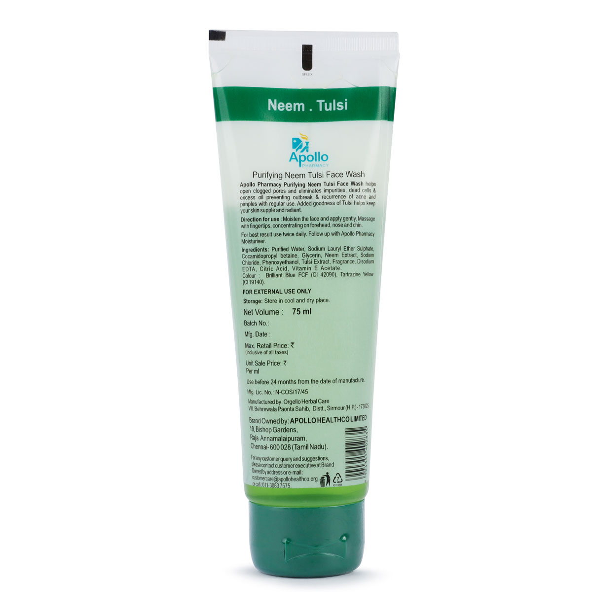 Apollo Life Neem Tulsi Face Wash, 150 ml (2x75 ml), Pack of 2 Apollo Life Neem Tulsi Face Wash, 150 ml (2x75 ml), Pack of 2