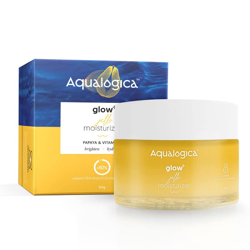 Aqualogica Glow+ Jello Moisturizer 50 gm | Vitamin C & Papaya for Illuminating Moisturization & Skin Hydration | Non Sticky | Light Weight Formula | Deeply Moisturies & Hydrates Skin | For All Skin Type, Pack of 1 Aqualogica Glow+ Jello Moisturizer 50 gm | Vitamin C & Papaya for Illuminating Moisturization & Skin Hydration | Non Sticky | Light Weight Formula | Deeply Moisturies & Hydrates Skin | For All Skin Type, Pack of 1