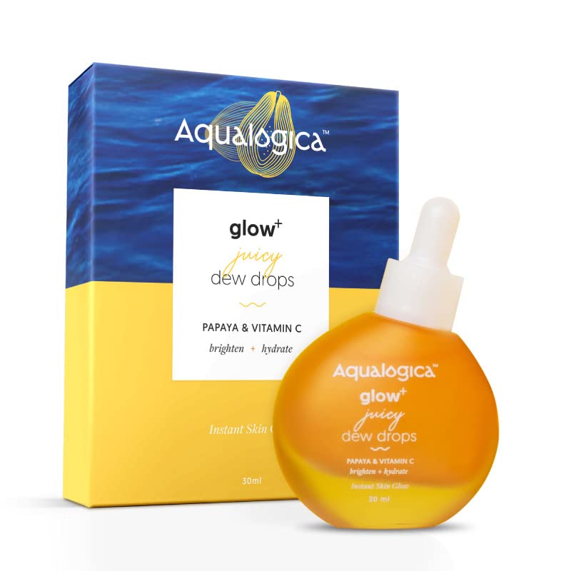 Aqualogica Glow+ Juicy Dew Drops 30 ml | Vitamin C & Papaya | Instant Skin Glow | Glossy & Dewy Skin | All Skin Type, Pack of 1 Aqualogica Glow+ Juicy Dew Drops 30 ml | Vitamin C & Papaya | Instant Skin Glow | Glossy & Dewy Skin | All Skin Type, Pack of 1
