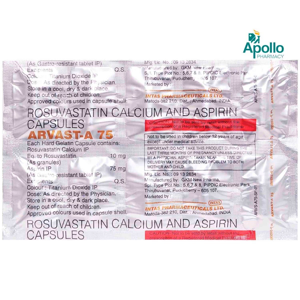 Arvast A 75 Capsule 10's, Pack of 10 Arvast A 75 Capsule 10's, Pack of 10