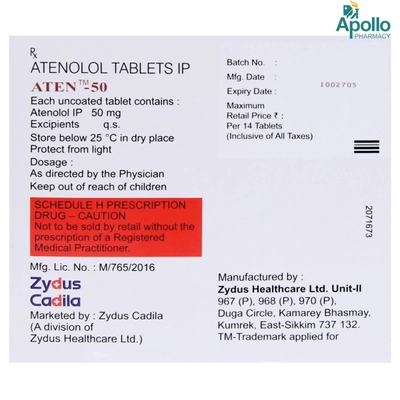 Aten-50 Tablet 14's, Pack of 14 TABLETS