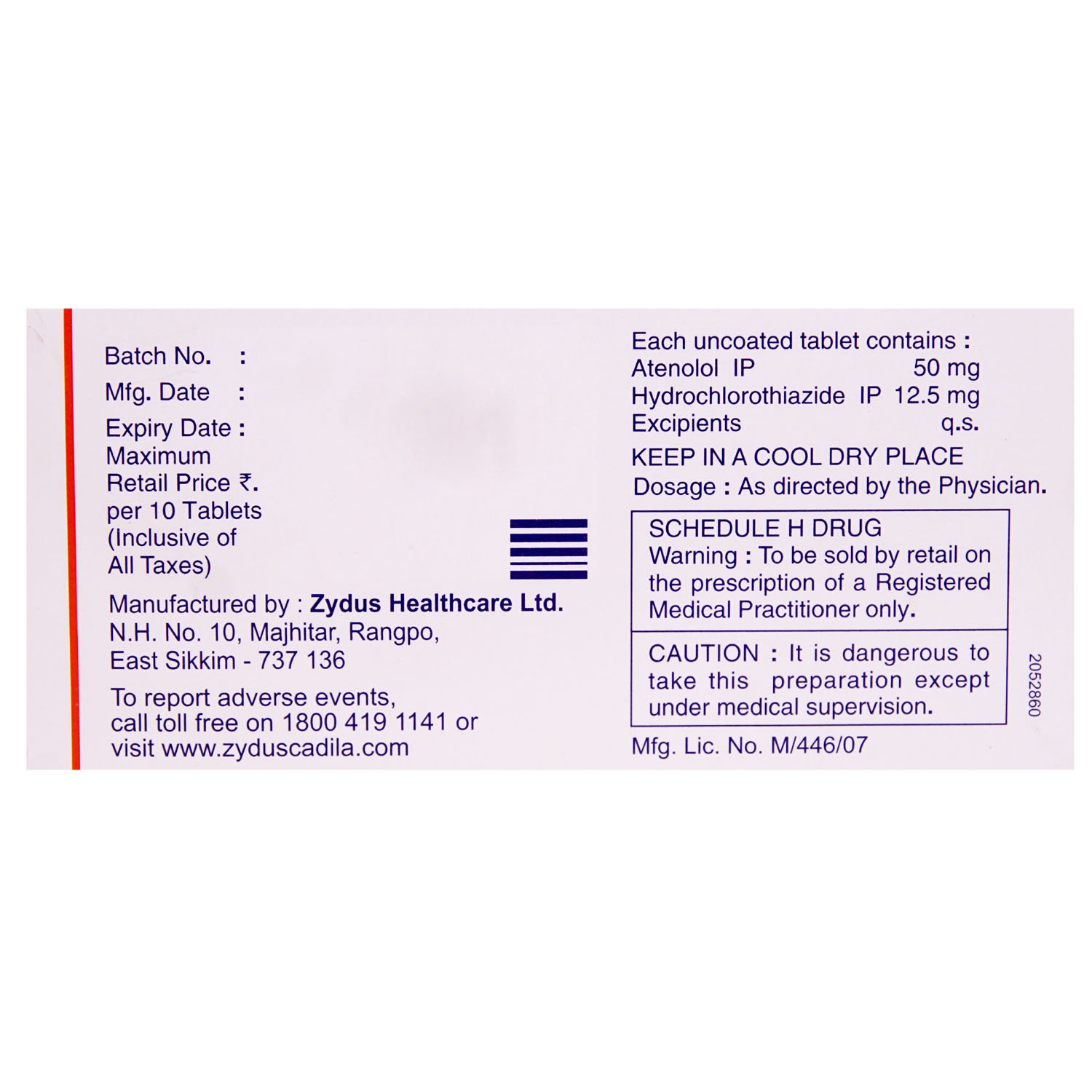 Aten-H 12.5 Tablet 10's, Pack of 10 TabletS Aten-H 12.5 Tablet 10's, Pack of 10 TabletS