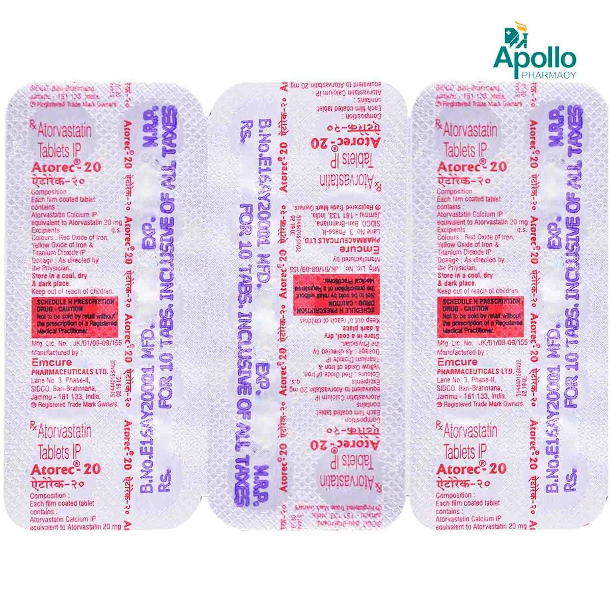 Atorec-20 Tablet 10's, Pack of 10 TABLETS Atorec-20 Tablet 10's, Pack of 10 TABLETS