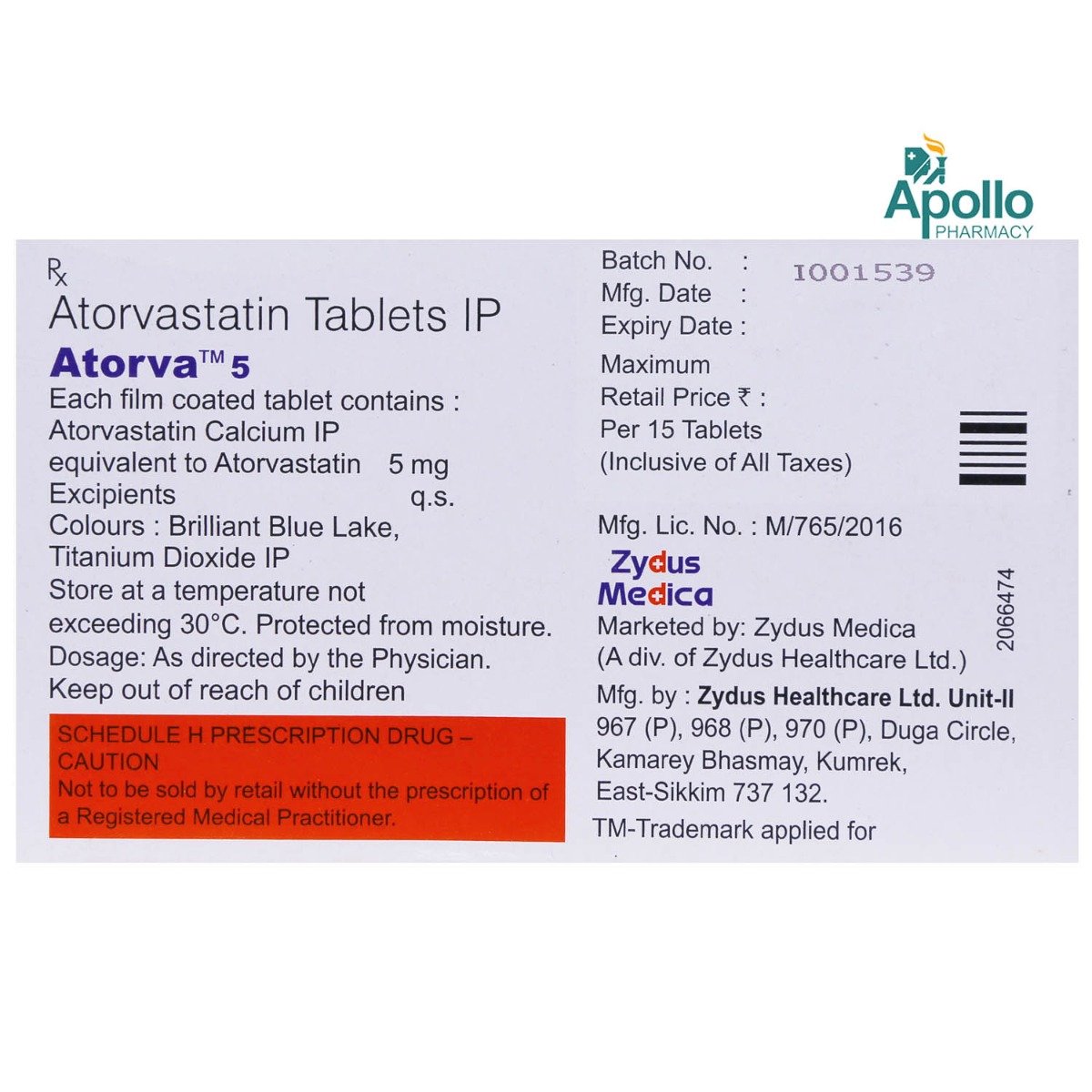 Atorva 5 Tablet 15's, Pack of 15 TABLETS Atorva 5 Tablet 15's, Pack of 15 TABLETS