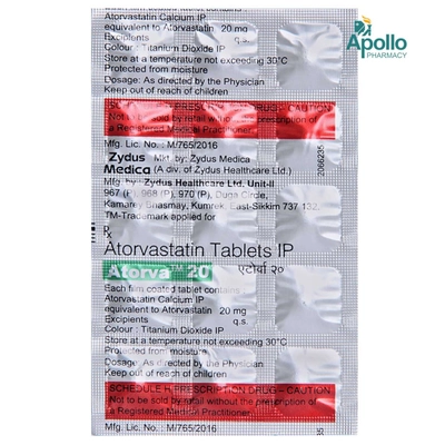 Atorva 20 Tablet 15's, Pack of 15 TABLETS