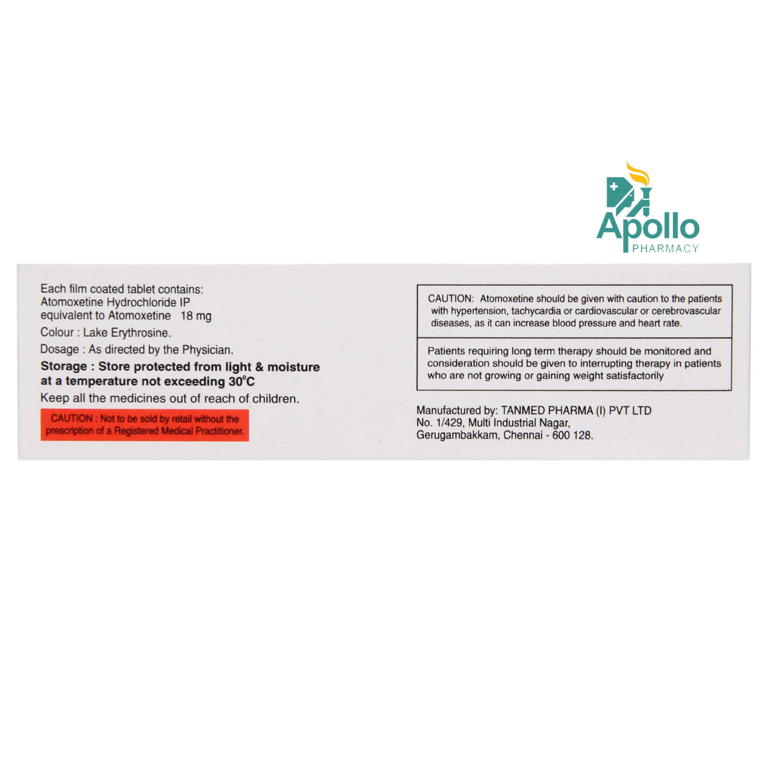 ATTERA 18MG TABLET, Pack of 10 TABLETS ATTERA 18MG TABLET, Pack of 10 TABLETS