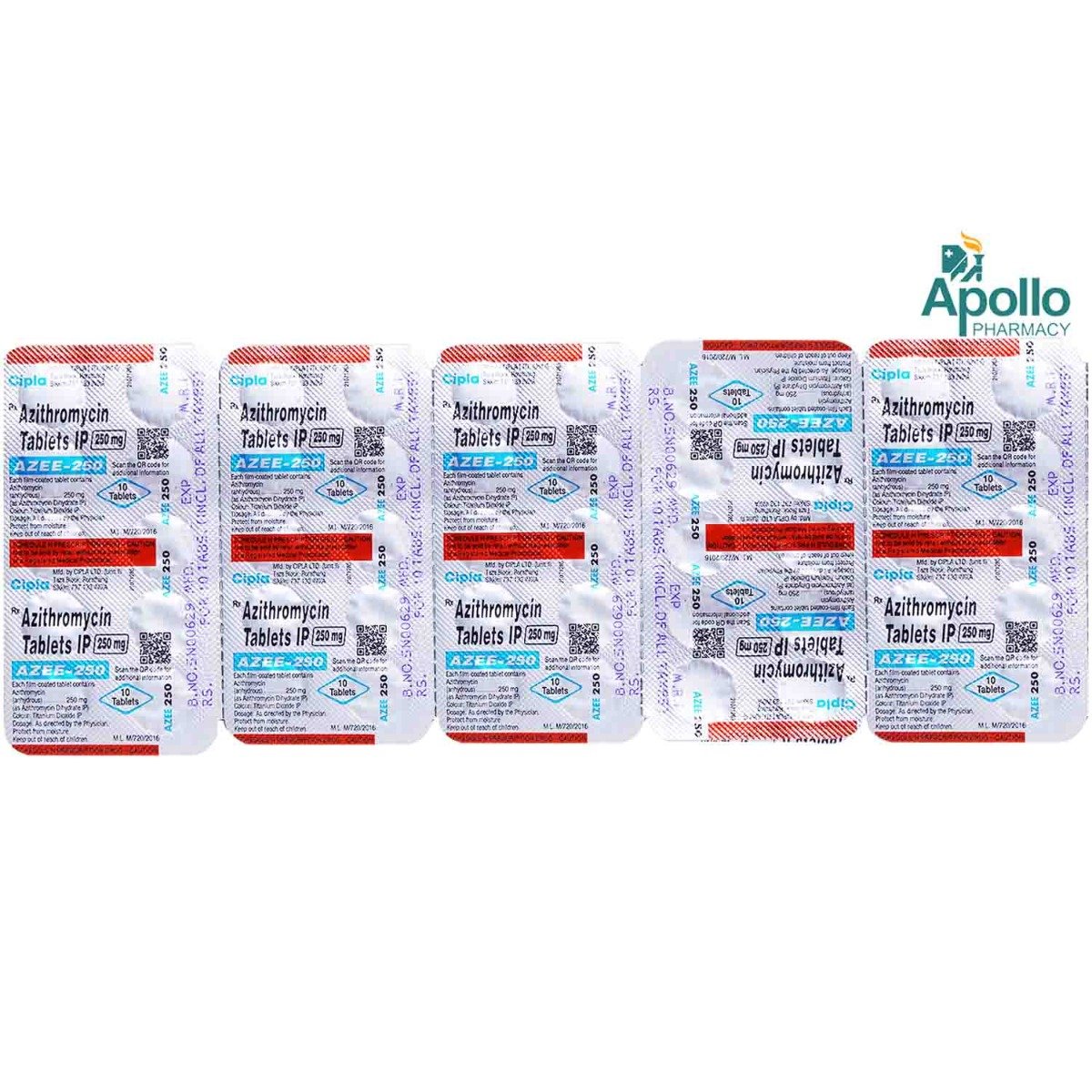 Azee-250 Tablet 10's, Pack of 10 TABLETS Azee-250 Tablet 10's, Pack of 10 TABLETS