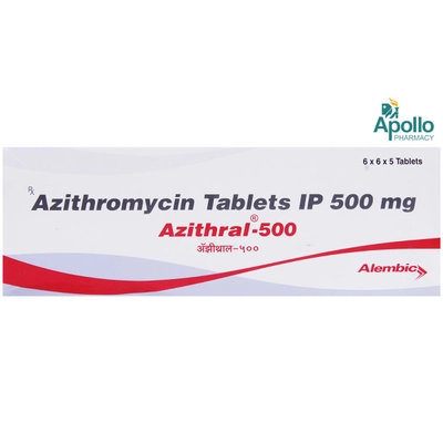 Azithral-500 Tablet 5's, Pack of 5 TABLETS