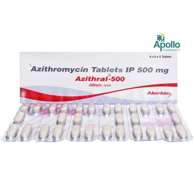 Azithral-500 Tablet 5's, Pack of 5 TABLETS