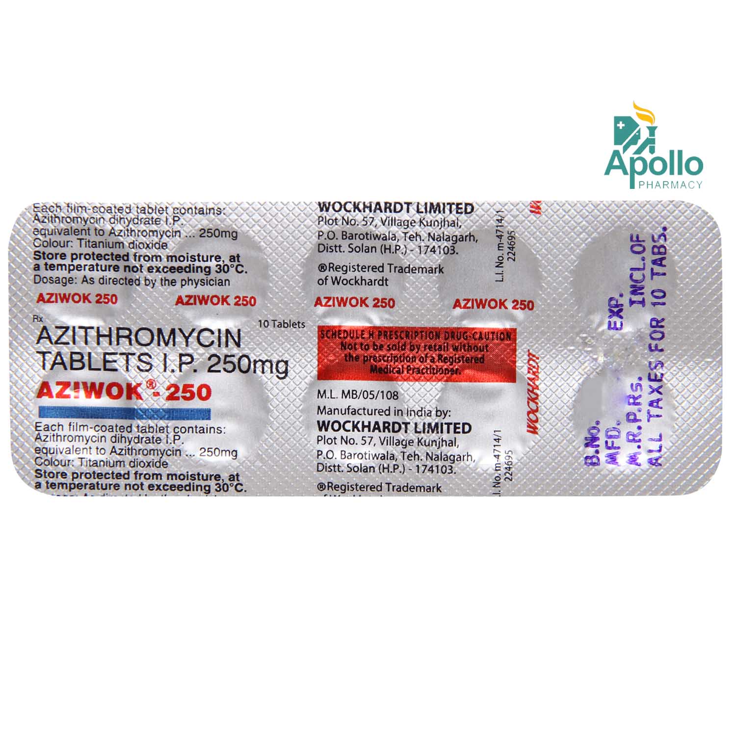 Aziwok-250 Tablet 10's, Pack of 10 TABLETS Aziwok-250 Tablet 10's, Pack of 10 TABLETS