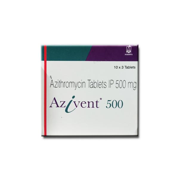Azivent 500 mg Tablet 3's, Pack of 3 TABLETS Azivent 500 mg Tablet 3's, Pack of 3 TABLETS