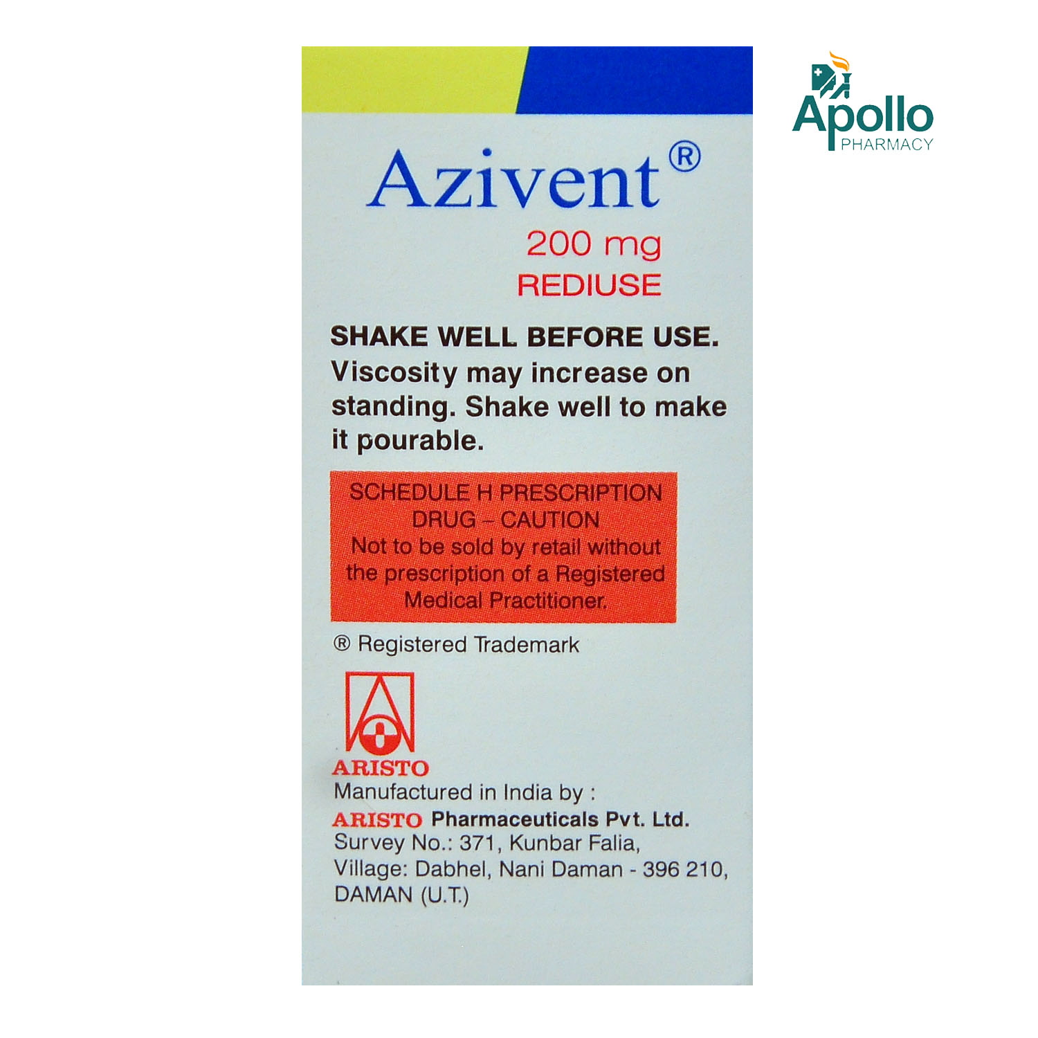 Azivent 200 mg Suspension 15 ml, Pack of 1 Suspension Azivent 200 mg Suspension 15 ml, Pack of 1 Suspension