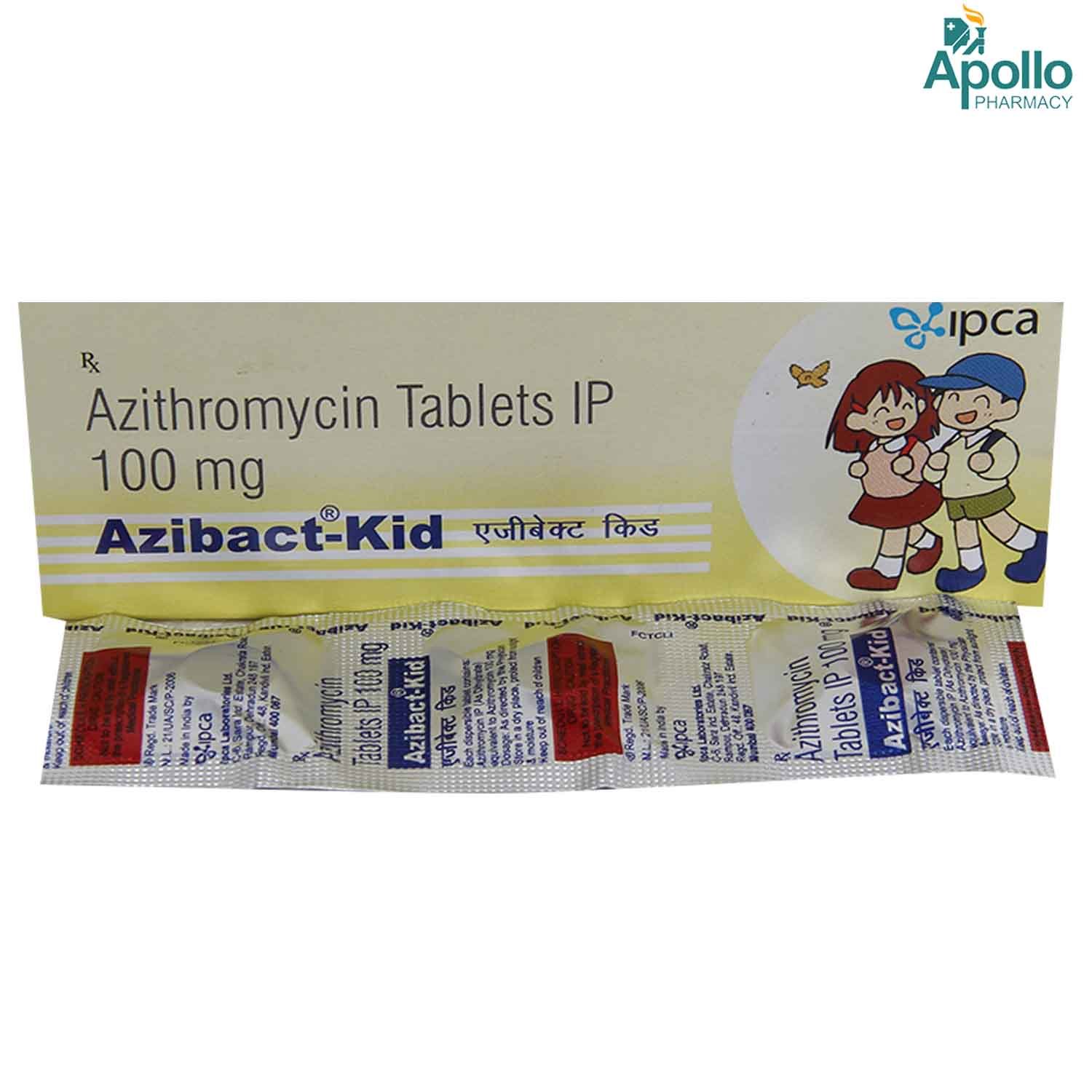 Azibact Kid 100 mg Tablet 3's, Pack of 3 TabletS Azibact Kid 100 mg Tablet 3's, Pack of 3 TabletS