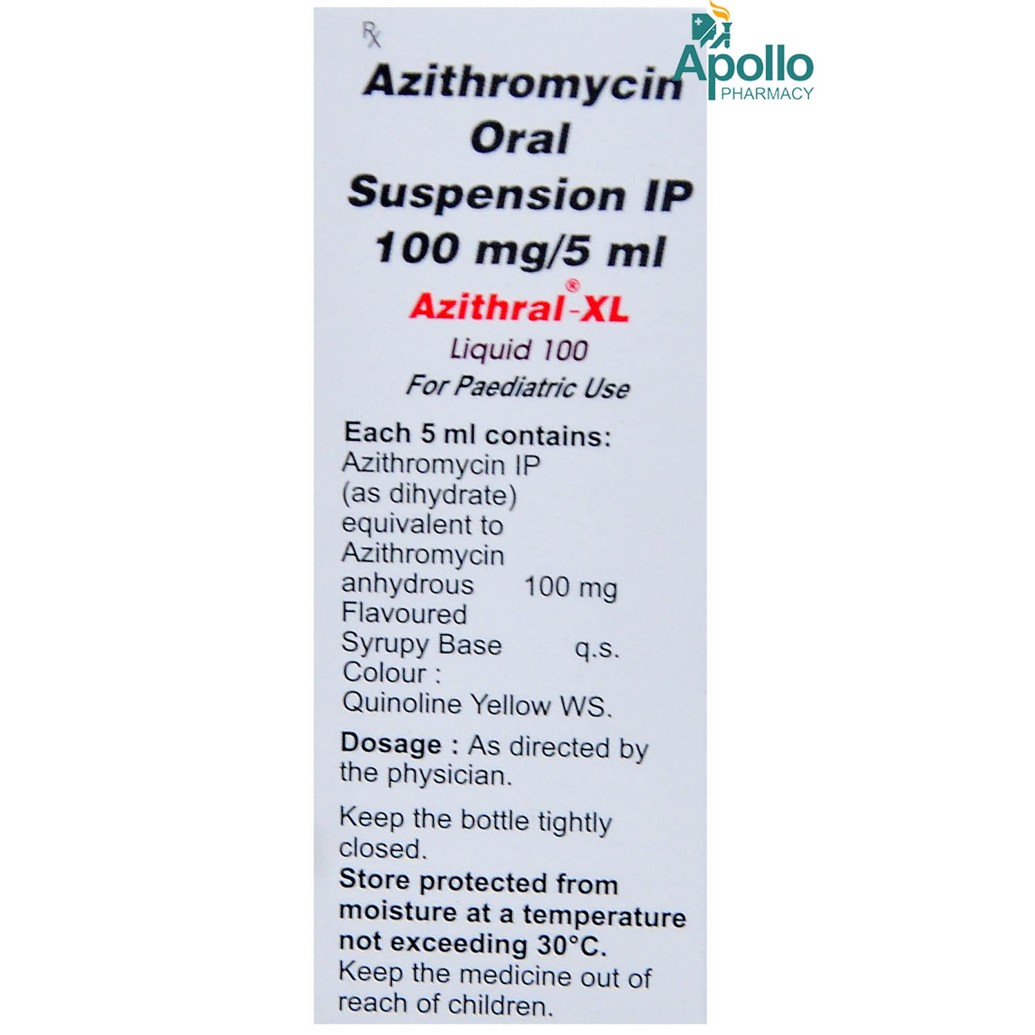 Azithral XL 100 Liquid 30 ml, Pack of 1 Suspension Azithral XL 100 Liquid 30 ml, Pack of 1 Suspension