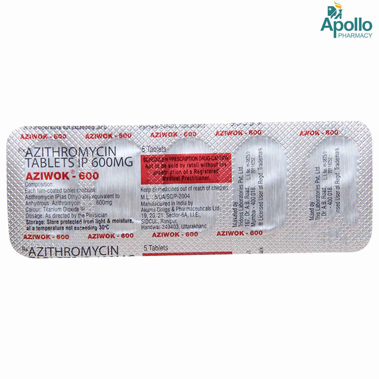 Aziwok 600 Tablet 5`s, Pack of 5 TABLETS Aziwok 600 Tablet 5`s, Pack of 5 TABLETS