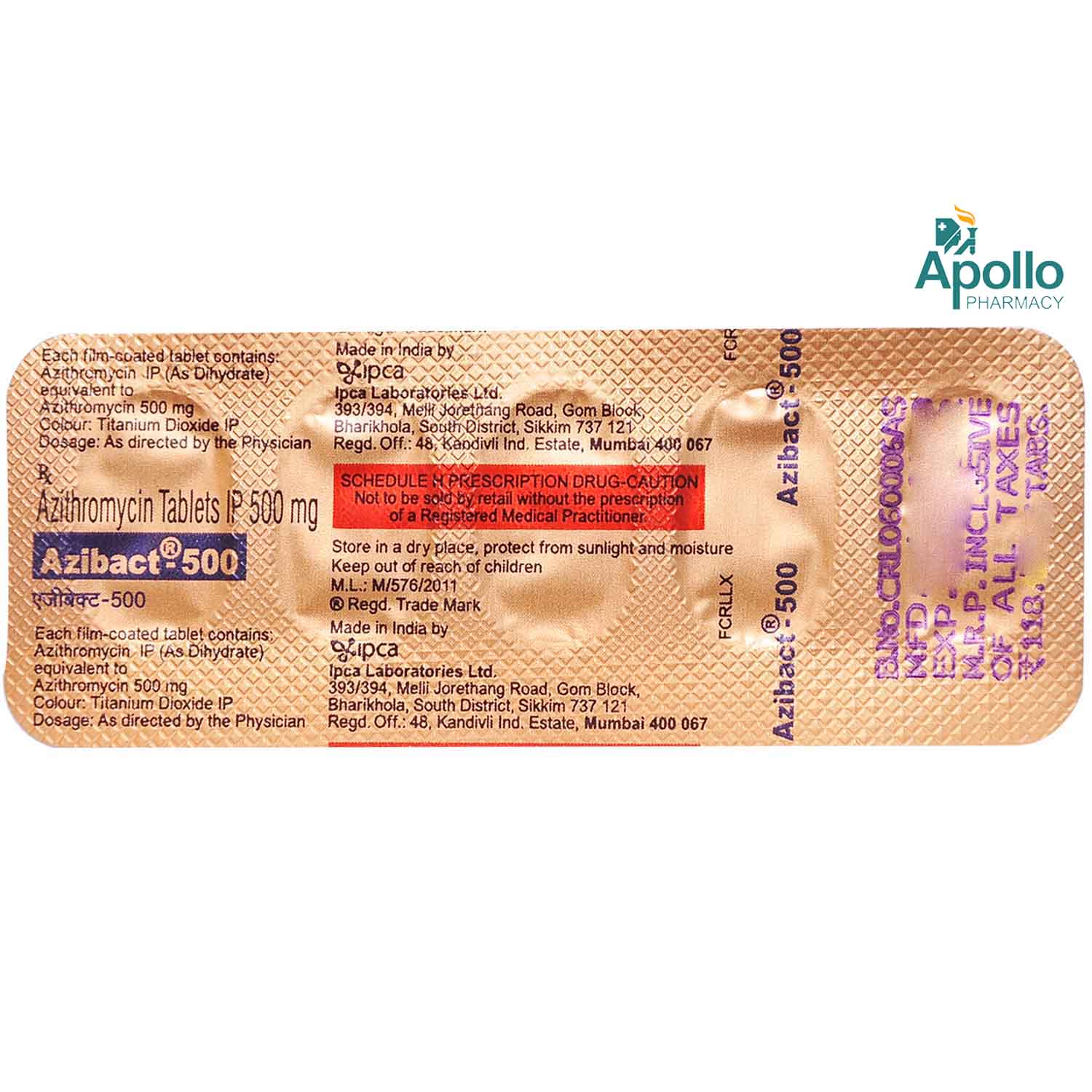 Azibact-500 Tablet 5's, Pack of 5 TABLETS Azibact-500 Tablet 5's, Pack of 5 TABLETS