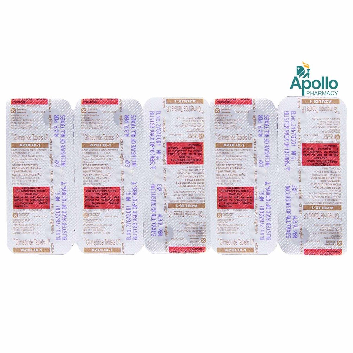 Azulix 1 Tablet 10's, Pack of 10 TABLETS Azulix 1 Tablet 10's, Pack of 10 TABLETS