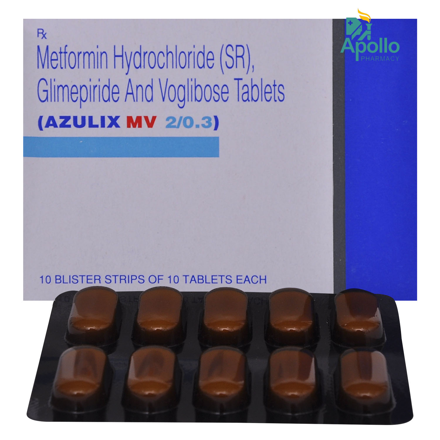 Azulix MV 2/0.3 Tablet 10's, Pack of 10 TABLETS Azulix MV 2/0.3 Tablet 10's, Pack of 10 TABLETS