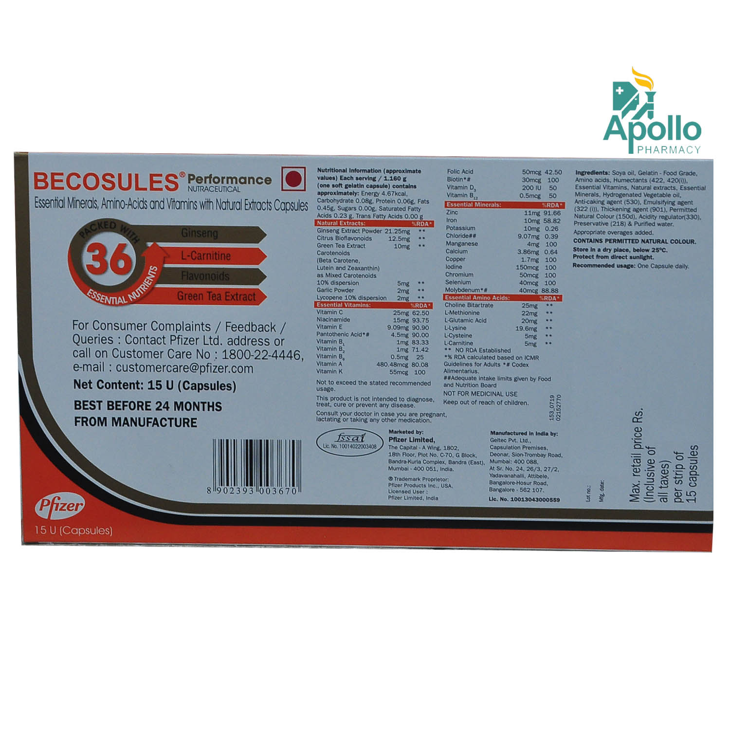 Becosules Performance Capsule 15's, Pack of 15 Becosules Performance Capsule 15's, Pack of 15