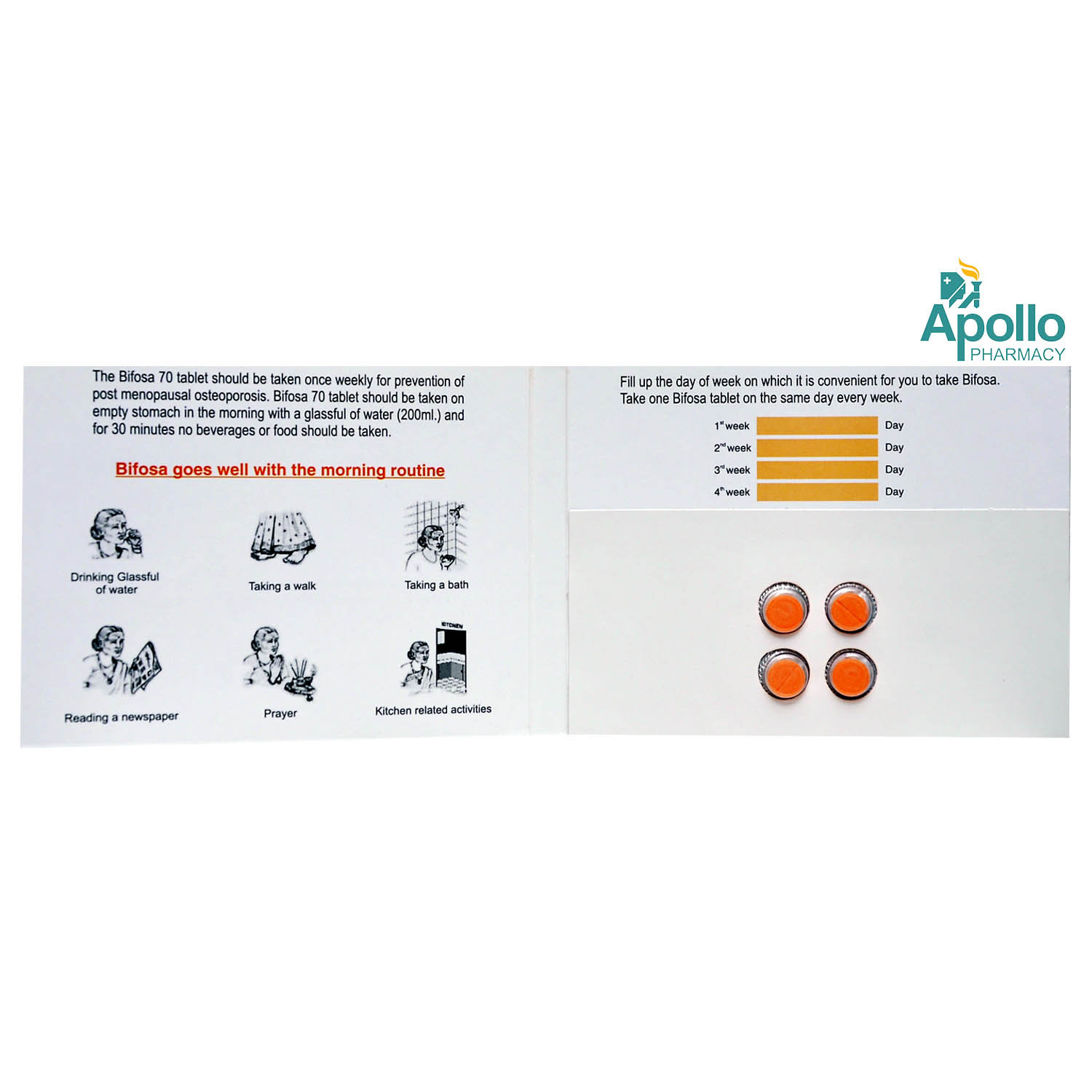 Bifosa 70 mg Tablet 4's, Pack of 4 TabletS Bifosa 70 mg Tablet 4's, Pack of 4 TabletS