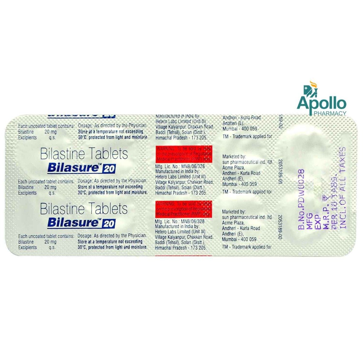 Bilasure 20 Tablet 10's, Pack of 10 TABLETS Bilasure 20 Tablet 10's, Pack of 10 TABLETS