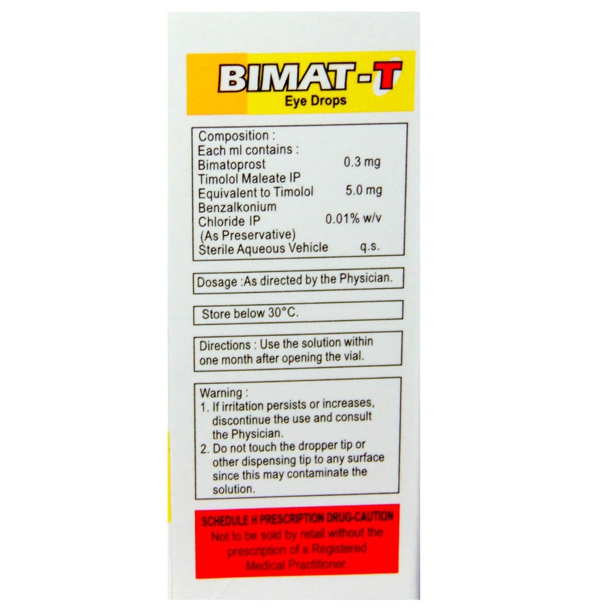 Bimat T Eye Drops 3 ml, Pack of 1 Bimat T Eye Drops 3 ml, Pack of 1